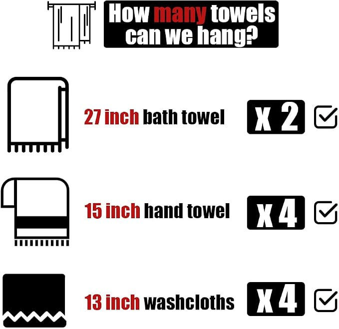 JQK Double Bath Towel Bar, Brushed Gold 30 Inch 304 Stainless Steel Thicken 0.8mm Towel Rack for Bathroom, Towel Holder Wall Mount, 27 Inch Useable Length, TB100L27-BG