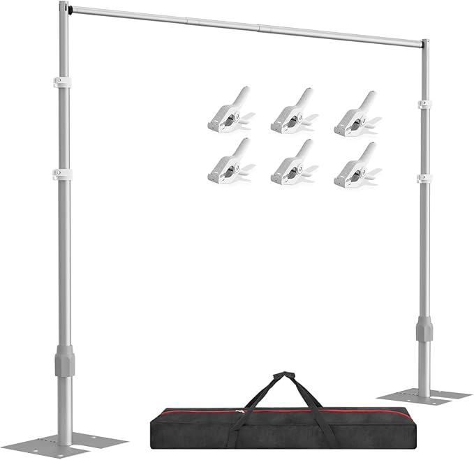 EMART Backdrop Stand Heavy Duty 10x10FT, Pipe and Drape Photo Background Photography Kit, Adjustable Metal Frame with Flat Base for Wedding Birthday Party Decoration
