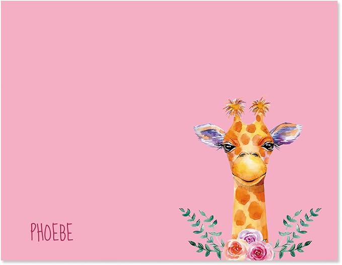 Current Mini Giraffe Personalized Note Cards - 24 Cards with White Envelopes, 4¼ x 5½ Inch Size, Blank Stationery, Add Names or Text, For Thank You Notes, Invitations, & Announcements