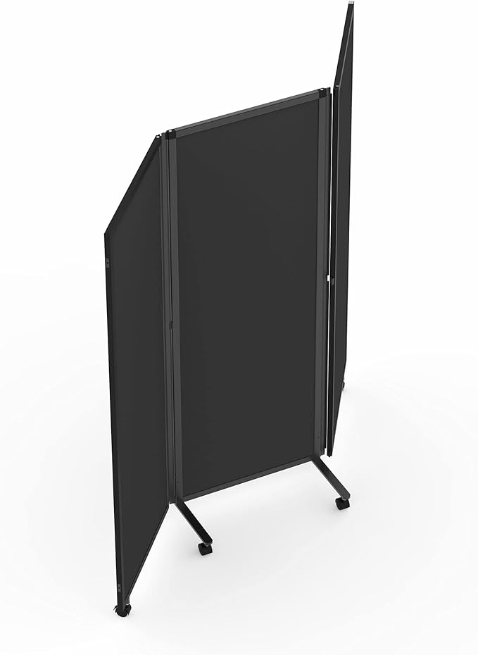 Stand Up Desk Store ReFocus Three-Panel Trifold Acoustic Fabric Room Divider Partition Privacy Screen (Anthracite Gray PET, 71” x 65")