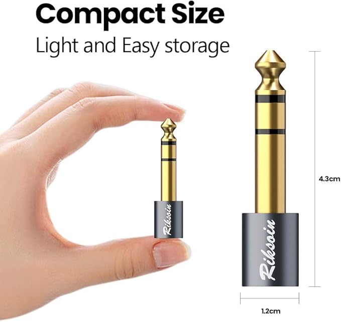 RIKSOIN Headphone Adapter, 2-Pack 6.35mm (1/4 Inch) Male to 3.5mm (1/8 Inch) Female Stereo Audio Adapter [Gold Plated, Hi-Fi Sound] for Amp Adapter, Guitar, Digital Piano, Microphones, Speaker
