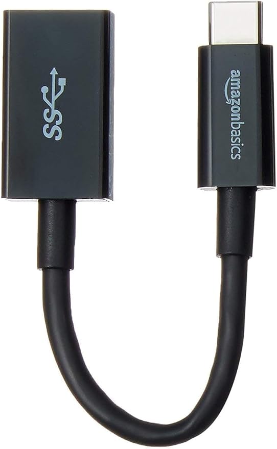 Amazon Basics USB 3.1 USB-C to USB-A Female Adapter Cable Converter, 5Gbps High-Speed, USB-IF Certified, Fast Transfer, Portable, for Laptops, Tablets, Phones (iPhone 16/15), Black