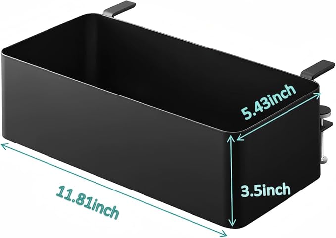 MAGSNOIC No Drill Desk Side Storage,Hanging Organizer,Clamp on Table Basket,Minimalist,Metal material,To Store Office Accessories, Gaming Devices,Storage for Office & Home,Black