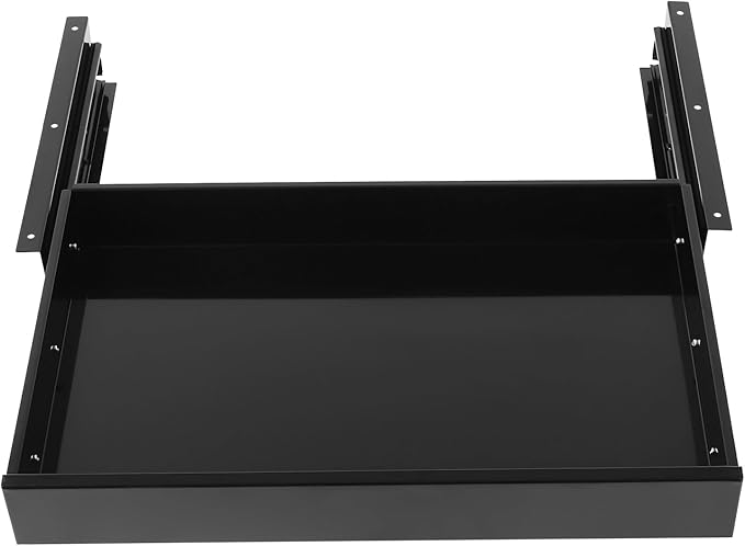 21.6" Under Desk Storage Drawer, Black Sliding Pull-Out Drawer for Sit Stand Workstation