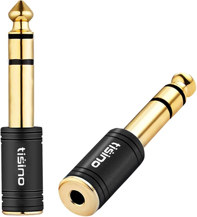 Tisino 3.5mm to 1/4 Stereo Adapter, 1/8 inch Female to 1/4 inch Male Aux Jack Converter Headphone Adapter - Black, 1PCS