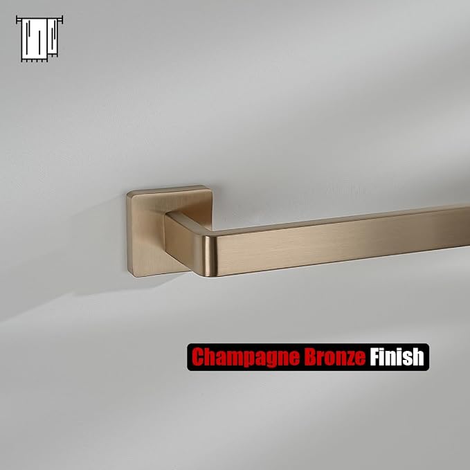 JQK Champagne Bronze Towel Bar, 16 Inch 304 Stainless Steel Thicken 0.8mm Towel Rack Bathroom, Towel Holder Wall Mount, Total Length 18.41 Inch, TB250L16-CB