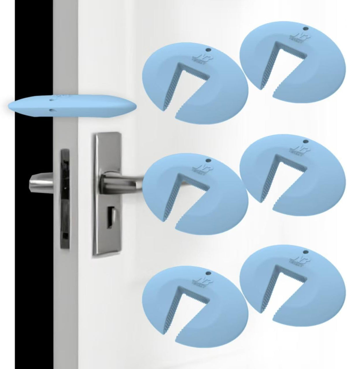Silicone Door Pinch Guard and Door Slam Stopper, Durable Finger Pinch Guard, Prevents Pinch Injuries, Slamming Doors, Door Stopper for Kids, 6 Packs Blue.