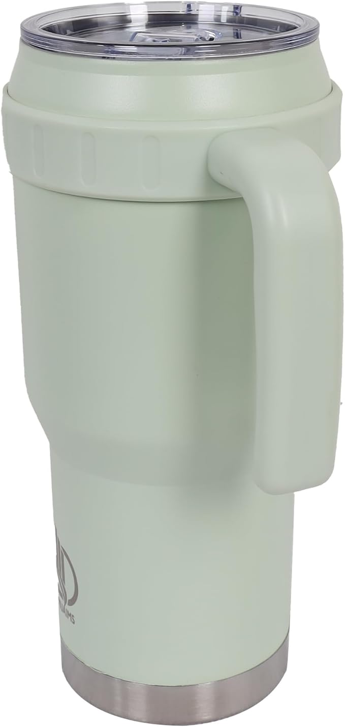 40 Oz Tumbler with Handle & Straw Lid, Insulated Stainless Steel Vacuum Flask, Double Wall Thermal Car Cup for Hot & Cold Drinks, Leak Proof, BPA Free (Light Sage Green)