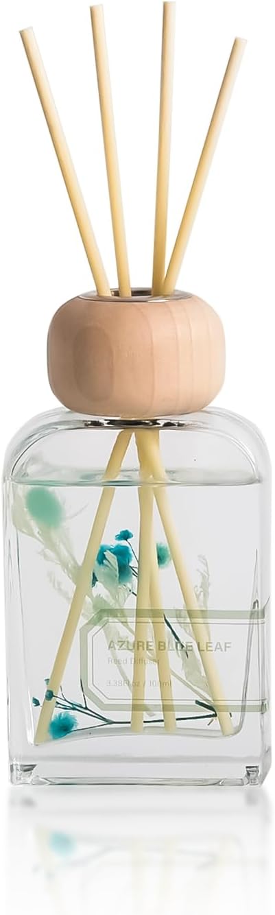Orelune Reed Diffuser Set, 3.4 fl oz - Refreshing Home Fragrance with Sticks - Long-Lasting Scented Oil Reed Diffuser for Bedroom, Living Room, Bathroom Shelf Decor (Azure Blue Leaf)