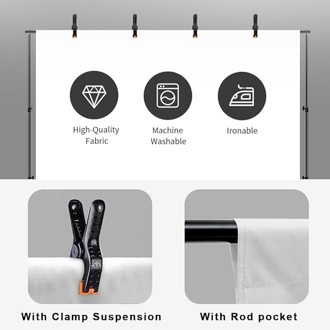 10X12ft White Backdrop for Photography, Polyester Background for Photography for Product Protrait Photoshoot or Parties Decoration