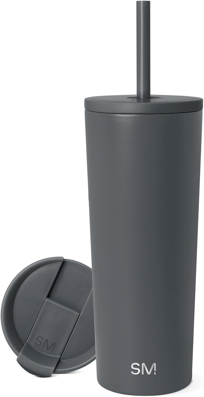 Simple Modern Insulated Tumbler with Lid and Straw | Iced Coffee Cup Reusable Stainless Steel Water Bottle Travel Mug | Gifts for Women Men Her Him | Classic Collection | 24oz | Graphite