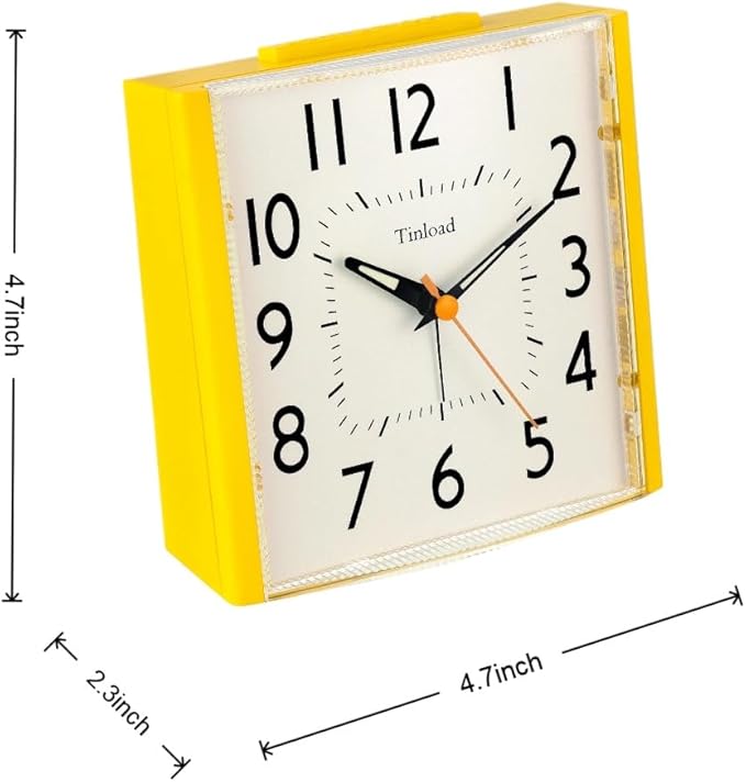 4.7" Vintage Retro Analog Alarm Clock, Super Silent Non Ticking Clock with Night Light, Snooze, Battery Operated, Simply Design, for Living Room, Bedroom, Bedside, Desk, Gift Clock