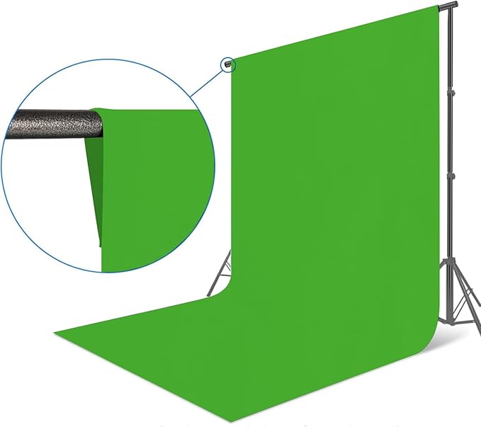 10x7 FT Polyester Photo Backdrop for Photoshoot Green Screen Backdrop Curtain,Product Photo Backdrop for Photoshoot,Photography Background for Streaming Video Studio Pure Seamless