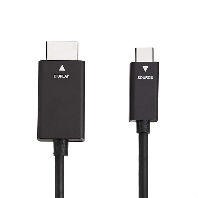 Amazon Basics Premium Aluminum USB-C to HDMI Cable Adapter, Thunderbolt 3 Compatible, 4K@60Hz, DisplayPort Alt Mode, 3-Foot, Black
