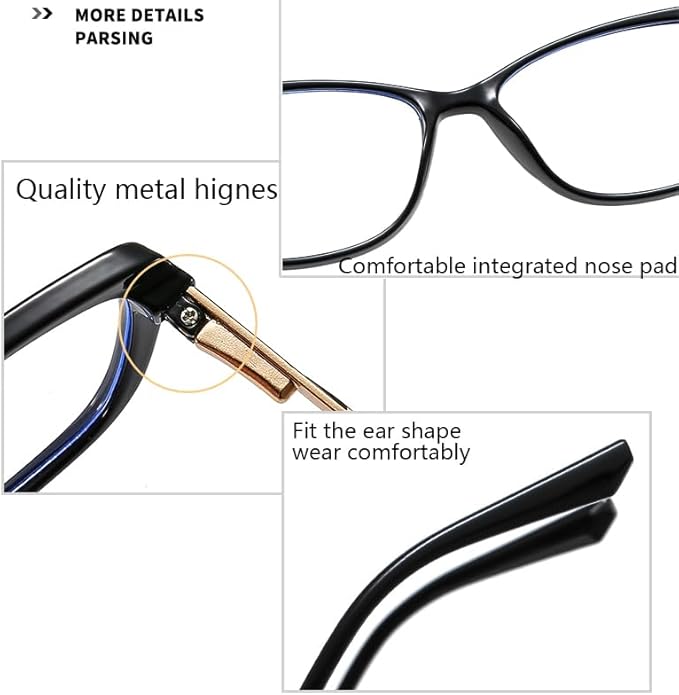 Siming Blue Light Blocking Glasses, Burgundy Frame with Gold Temples, Square Shape, Clear Lenses