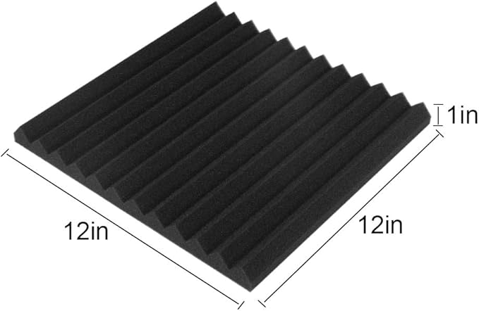 50 Pack Acoustic Panels Soundproof Studio Foam for Walls Sound Absorbing Panels Sound Insulation Panels Wedge for Home Studio Ceiling, 1" X 12" X 12" (Black&Red)