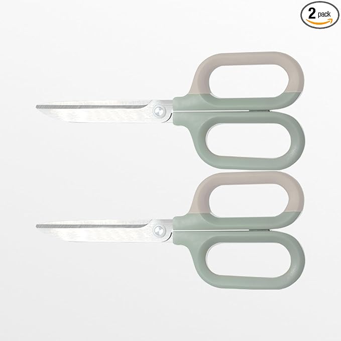 DuoVogue Green Office Scissors with Comfort-Grip Handles, Cute scissors, Sharp Craft Scissors for DIY Art, Sewing, Fabric, Student, Teacher, and Home Use(7", Green-2Pack)