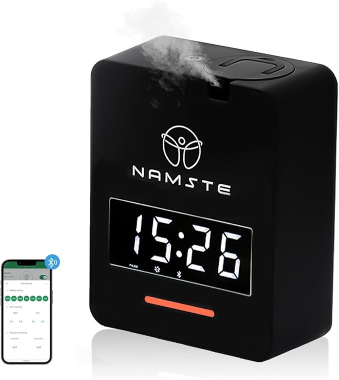 Namste Smart Waterless Diffuser HVAC Scent Machine with Clock & Bluetooth Control 3000 Sq.Ft - Essential Oil Level Monitoring 300ML Diffusers Cold Air Tech for Large Room Home Office Aromatherapy