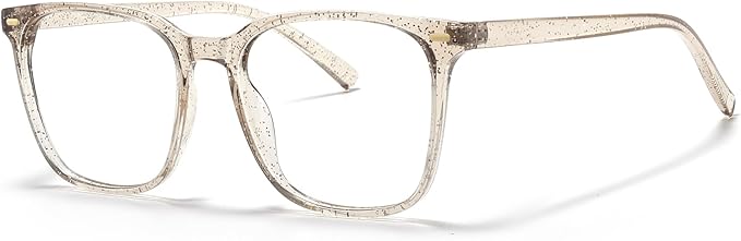 MACJERO Oversized Square Blue Light Blocking Glasses for Women Men, Anti-Fatigue Computer Monitor Gaming Glasses Reduce Eye Strain(Pearl Champagne)