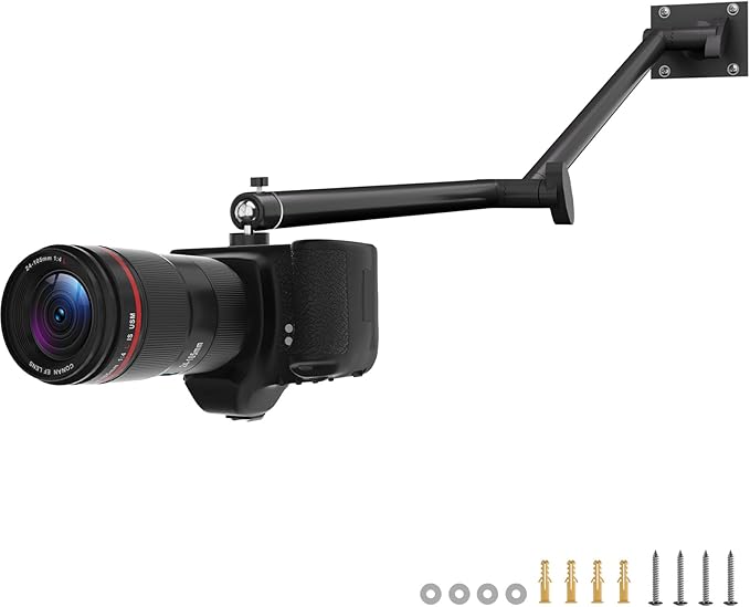 Articulating Camera Wall Mount with 1/4"-20 Threaded Compatible with DSLR/Security/Webcam/Action/LED Light/CCTV POV Camcorder Cameras,Adjustable Aluminium Alloy Arm Metal Base