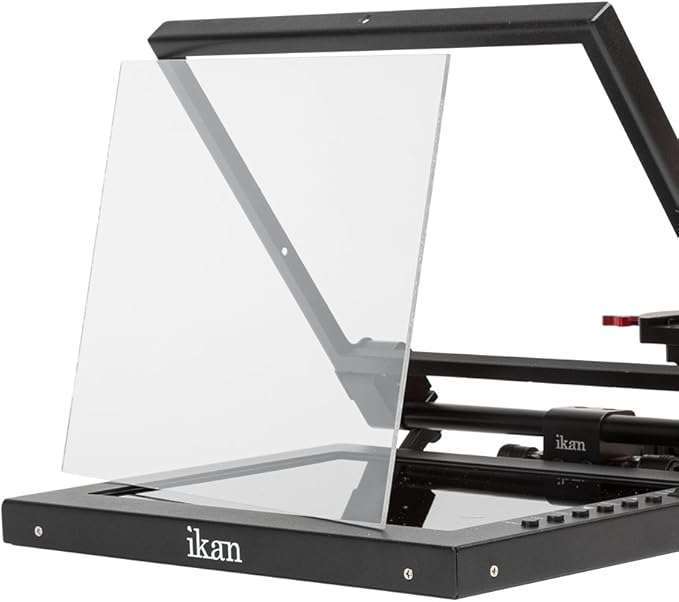 Ikan 12-inch Portable Teleprompter Kit, Adjustable Glass Frame, Easy to Assemble, Extreme Clarity (PT1200) - Black
