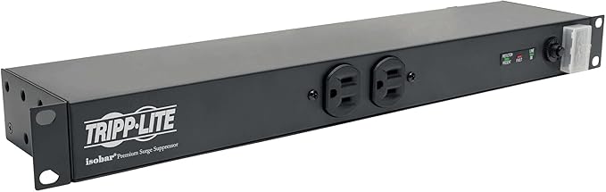 Tripp Lite 12-Outlet Rackmount PDU Isobar Surge Protector Power Strip, 15A, 3840 Joules, 15ft Cord with 5-15P Plug, 1U Rack-Mount, Lifetime Manufacturer's Warranty & $25,000 Insurance (ISOBAR12ULTRA)