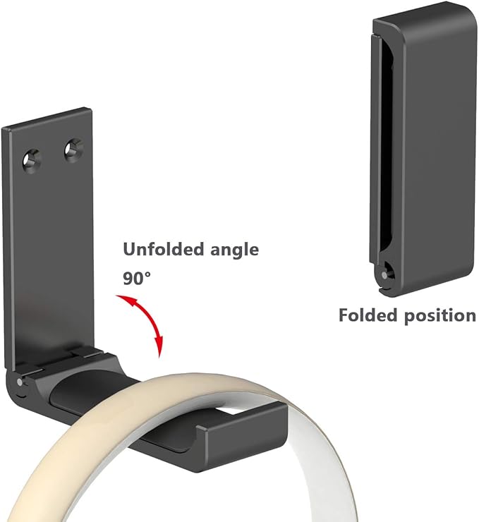 Yocice Headphone Stand Hanger,Headset Holder Mount,Aluminum Hook with Strong Adhesive Tape for Headphones (H03-Black-1PCS)