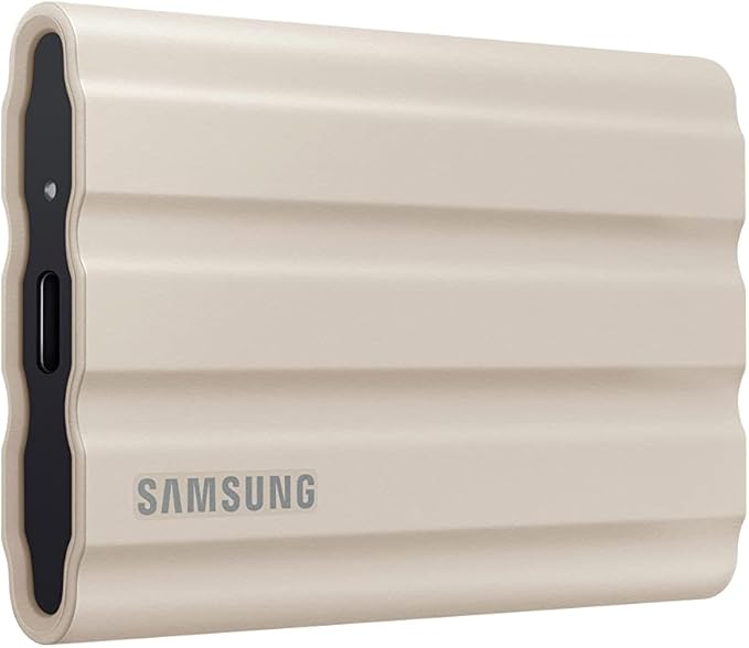 Samsung T7 Shield 2TB, Portable SSD, up to 1050MB/s, USB 3.2 Gen2, Rugged, IP65 Rated, for Photographers, Content Creators and Gaming, External Solid State Drive ‎(MU-PE2T0K/AM, 2022), Beige