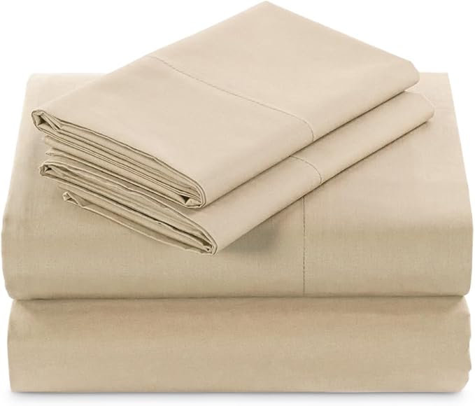 MyPillow Giza Dreams Bed Sheets, 100% Certified Giza Egyptian Cotton, Deep Pocket, Sateen Weave [Twin XL, Tan]