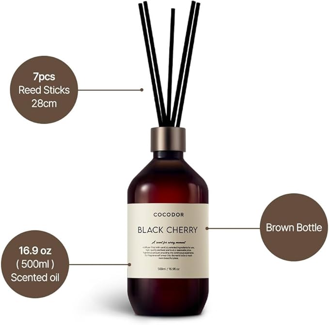 COCODOR Premium Reed Diffuser/Cypress/16.9oz(500ml)/1 Pack/Fragrance Scent Essential Oil Stick Diffuser Set for Bedroom Bathroom Home Décor