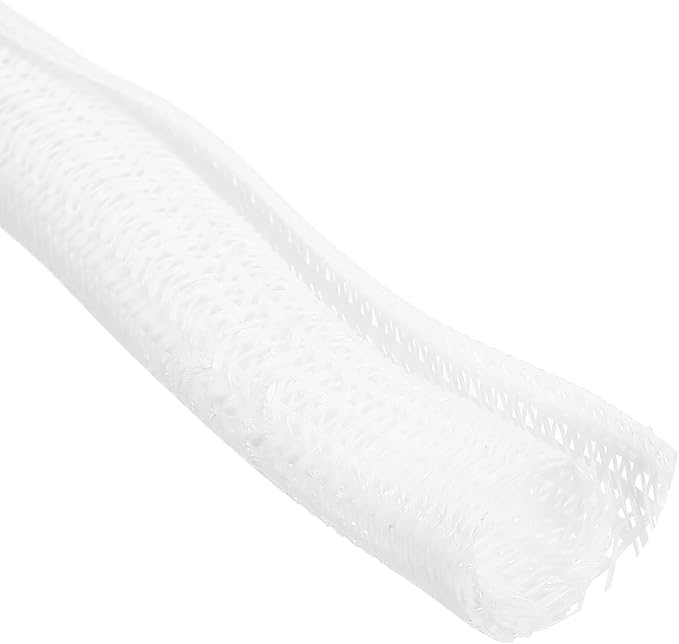 MECCANIXITY 3/5 Inch ID Split Loom Tubing 5ft Polyester Cord Protector Wire Cable Sleeve for USB Cable Power Cord, White