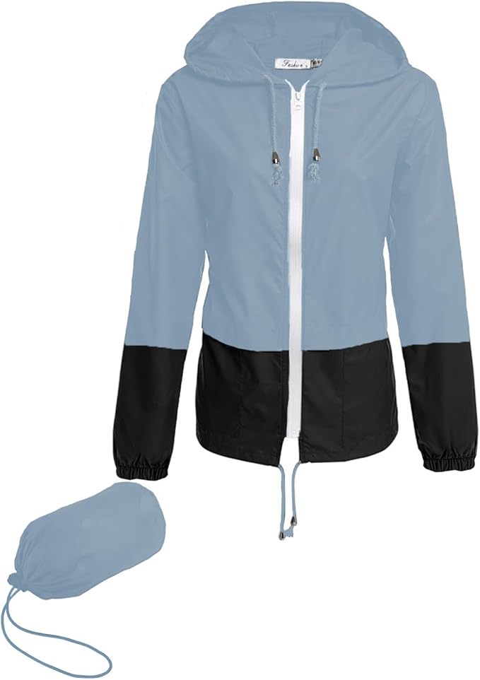 Hount Women's Lightweight Hooded Raincoat Waterproof Packable Active Outdoor Rain Jacket (S-3XL)