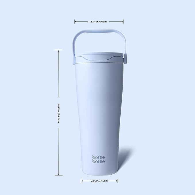 BOTTLE BOTTLE Insulated Tumbler with Handle & Straw Lid, 30oz Stainless Steel Leak-Proof Water Bottle for Hot & Cold Drinks, Add Ice Without Unscrewing, BPA-Free for Travel, Sports, Office(Blue)