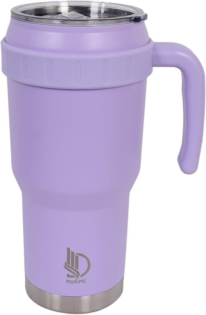40 Oz Tumbler with Handle & Straw Lid, Insulated Stainless Steel Vacuum Flask, Double Wall Thermal Car Cup for Hot & Cold Drinks, Leak Proof, BPA Free
