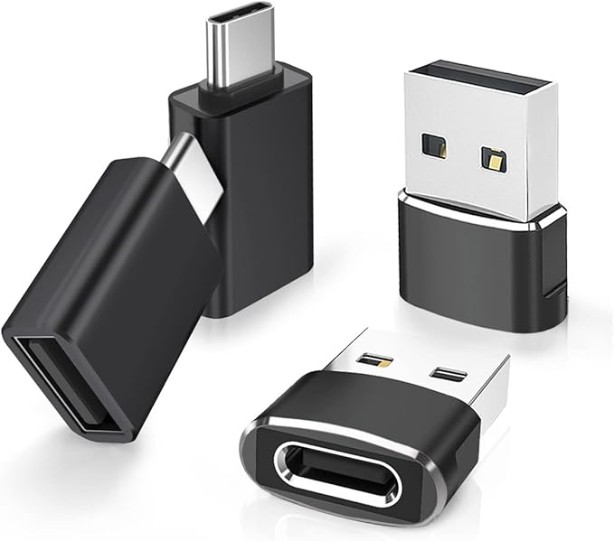 Elebase 4Pack USB to USB C Adapter with Type C Male to 3.0 Female Adaptor,Thunderbolt 4 to USBA OTG Converter Block Plug for iPhone 17 16 15 14 Pro Max Air,Mouse,Samsung S25,iPad,iWatch 11,Car,AirPods
