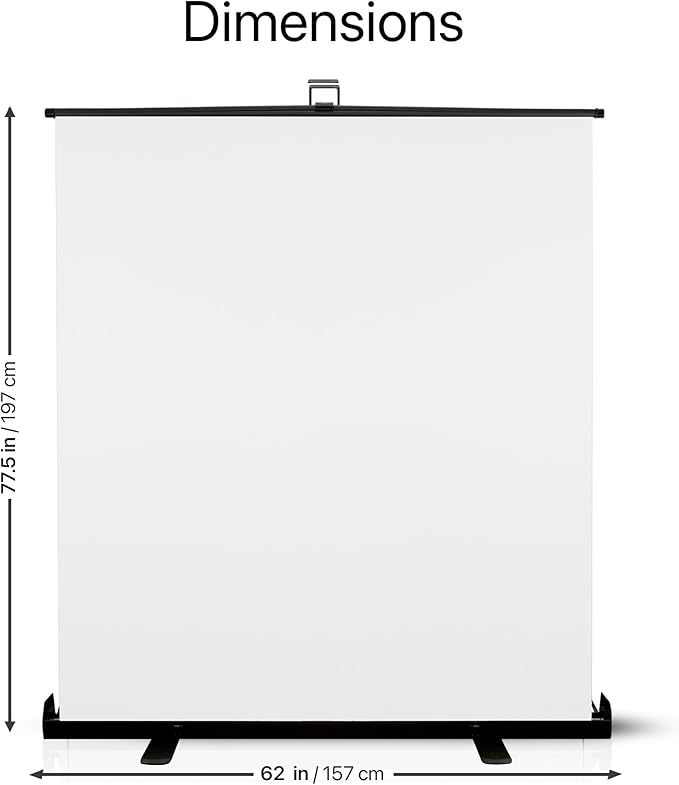 KHOMO Gear 62-Inch White Screen Backdrop – Collapsible & Portable Photography Background for Streaming, Video Calls, Zoom & Studio – Wrinkle-Resistant, High-Density Fabric, Easy Setup