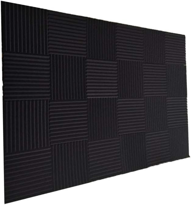 24 Pack Acoustic Panels Soundproof Studio Foam for Walls Sound Absorbing Panels Sound Insulation Panels Wedge for Home Studio Ceiling, 1" X 12" X 12" (Black)