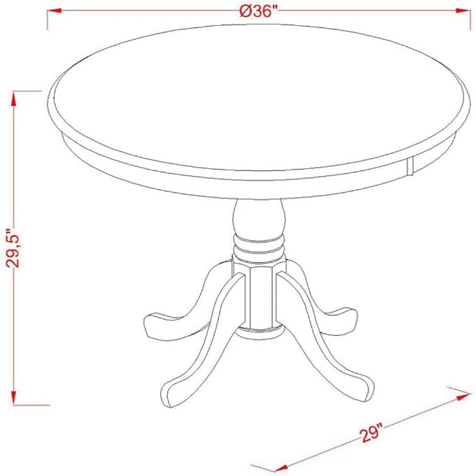 East West Furniture ANT-OAK-T Antique Modern Kitchen Table - a Round Dining Table Top with Pedestal Base, 36x36 Inch, Oak