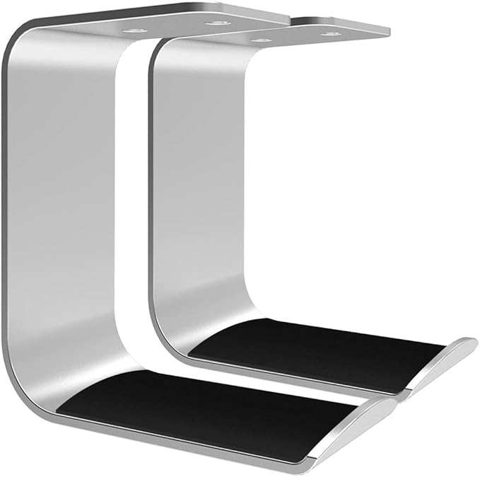 GEEKRIA Under-Desk Headphone Stand Mount Holder, Headsets Hanger, Gaming Headset Headphone Hook, Universal Stand for All Headphone Size (2 Pcs/C/Silver)