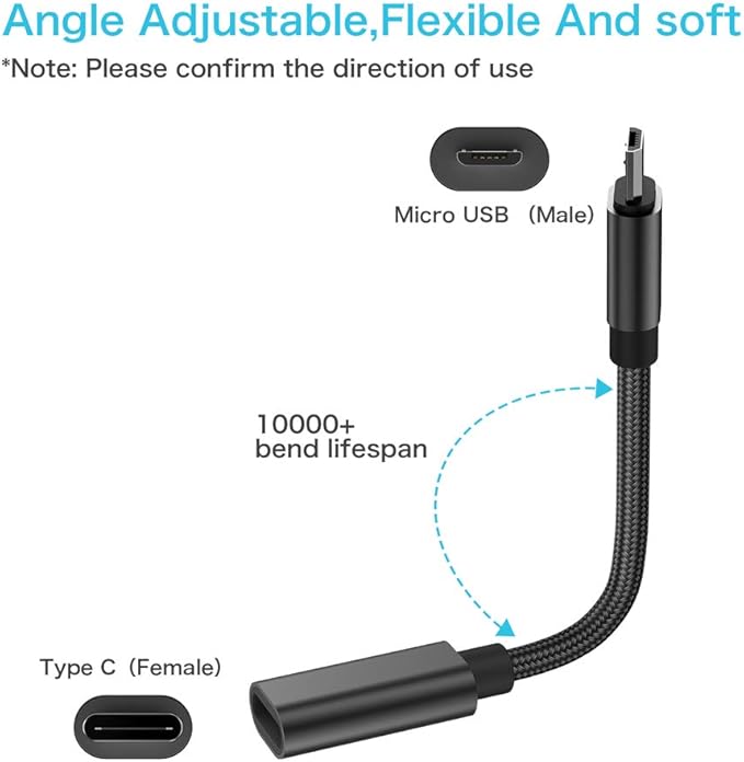 USB C to Micro USB Adapter, KUXIYAN (2 Pack) Type C Female to Micro USB Male Charger Connector Support Charge & Sync Compatible with Samsung Galaxy S7 Edge S6, LG Nexus 5 4 and Micro USB Devices-Black
