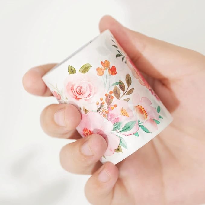 WT Flower Corridor Wide Washi Tape, Single Roll, Original Designs, Floral Decorative Tape, 60mm Wide, Washi Tape for Journaling, Bujo Planner Supplies, DIY Paper Tapes