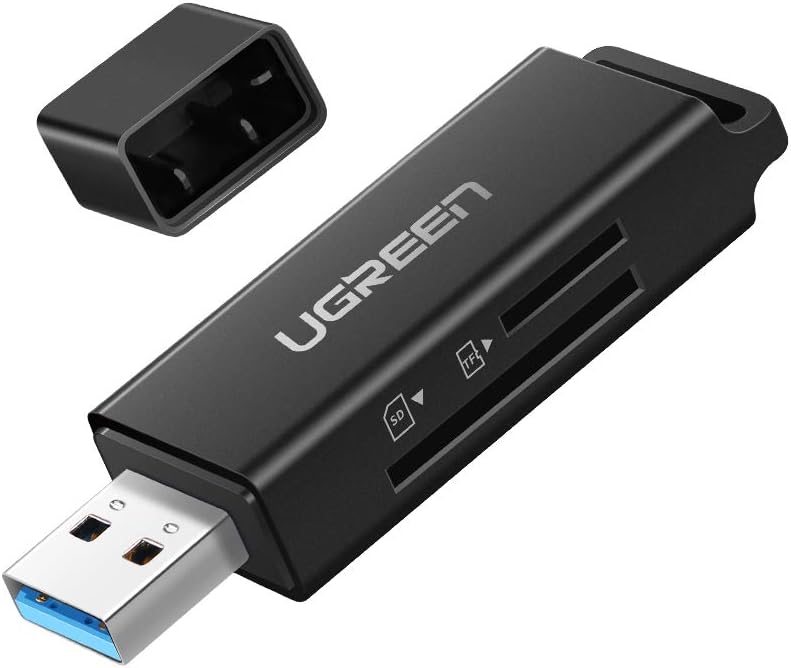 UGREEN SD Card Reader - Portable USB 3.0 Dual Slot Flash Memory Card Adapter Hub for SDXC, SDHC, MMC, RS-MMC, TF, Micro SDXC, Micro SDHC UHS-I for Mac, Windows, Linux, Chrome PC, Laptop
