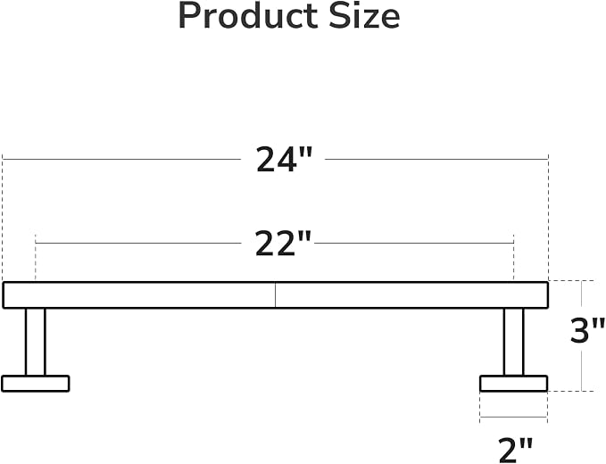 USHOWER Brushed Nickel Towel Bar, 22-Inch Towel Rack for Bathroom Wall Mounted, Thicken SUS304 Stainless Steel Towel Rod Modern Home Decor (Total Length 24-Inch)