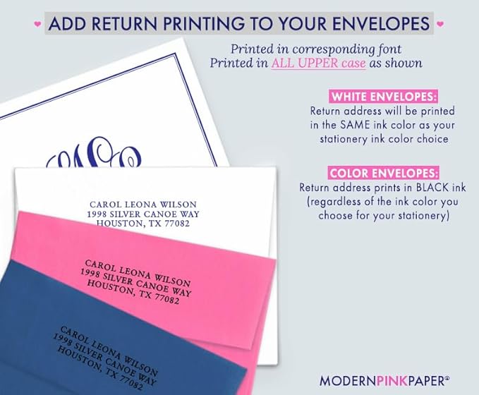 Classic Monogram Stationary Set FOLDED NOTE CARDS, Personalized Stationary Set, Personalized Monogram Stationery, Your Choice of Colors and Quantity