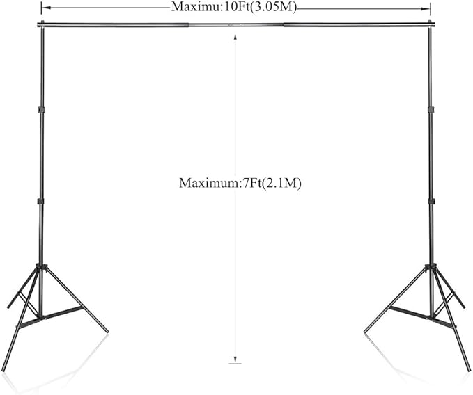 SLOW DOLPHIN Photo Video Studio 10x7ft(WxH) Adjustable Backdrop Support System Kit Background Stand with Carry Bag