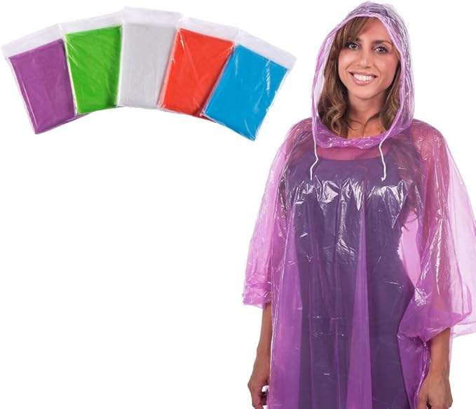 Clear Harbour Emergency Disposable Rain Poncho Pack for Adults | Women and Men's Rain Ponchos in Bulk | Extra Thick, Waterproof Reusable .03mm PE Plastic Material for Travel, Survival, and Fun.