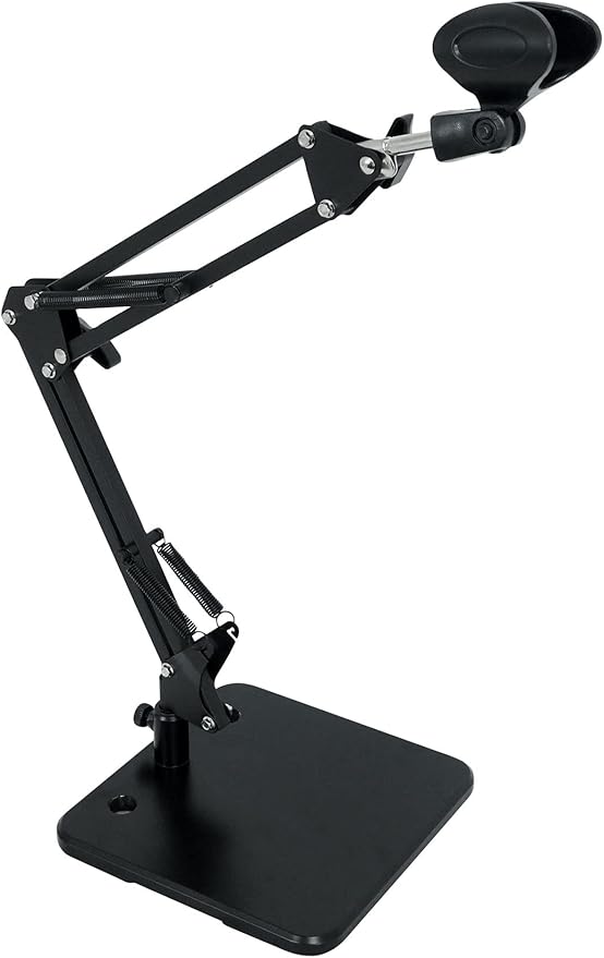 Rockville iSTAND 75 Desktop Boom Arm Stand, Mic/Phone/Tablet/Webcam Holder, Weighted Steel Base, 360-Degree Swivel, Anti-Scratch Grip, for Podcasting and Streaming