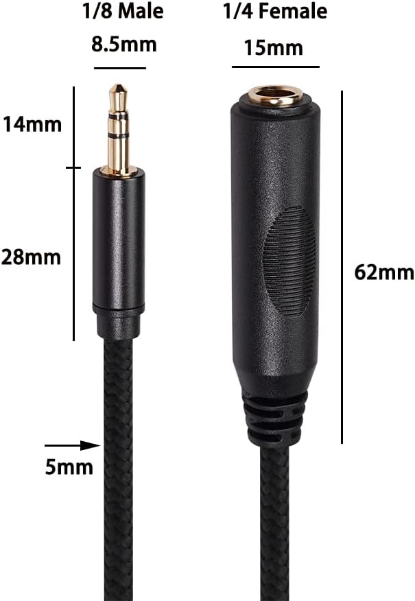 Smithok 2 Pack 3.5mm to 1/4 inch Female Headphone Adapter, Quarter 1/4 inch 6.35mm Stereo Female Jack to 1/8 inch 3.5mm Male Audio Adapter for Headphone, Amplifiers, Guitar, Amp etc.- 12inch/30cm