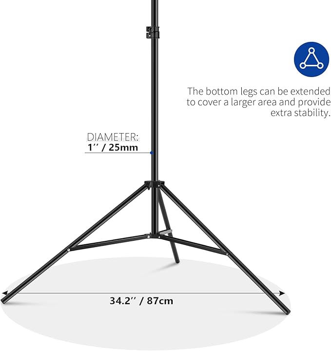 NEEWER T-Shaped Background Backdrop Support Stand Kit, 8.5ft/2.6m Tall Adjustable Tripod Stand and 5ft/1.5m Wide Crossbars with 6 Spring Clamps and 1 Carrying Bag for Studio Photo Video Photography