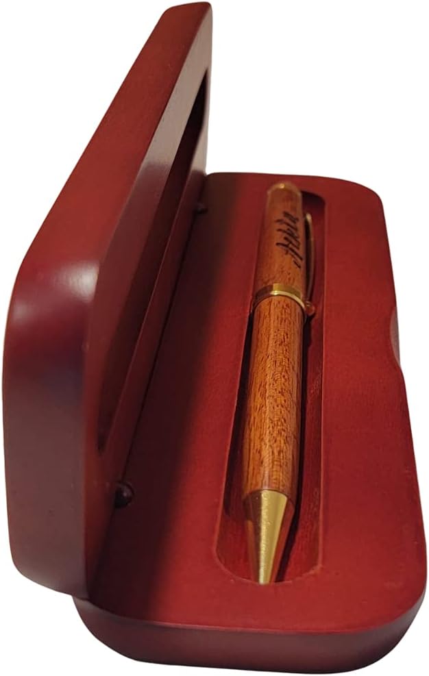 LAS VILLAS DESIGNS Personalized Wooden Ballpoint Pen with Personalized Case | Rosewood | Fully Customizable | Gift for graduations, birthdays, weddings, for him and for her (Pen w/Case)